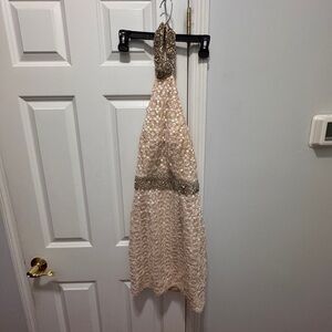 Elegant Cream Lace Prom Dress